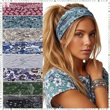 8 Pcs Boho Headbands for Women Wide Cloth Knotted Hair Bands  Elastic Fashion