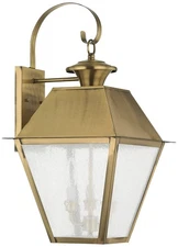 Mansfield 22" High Antique Brass 3-Light Outdoor Wall Light