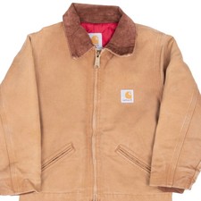 VINTAGE CARHARTT DETROIT STYLE WORKER KIDS JACKET Y04BRN 1990S SIZE SMALL YOUTH