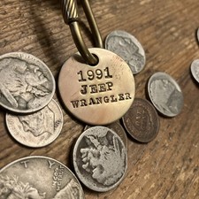 1991 Jeep Wrangler Solid Brass Key Fob 4x4 91 1991 Jeep Wrangler Solid Brass Key Fob 4x4 91