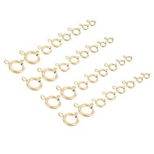 Spring Clasp, 32Pcs 6/8/10/13mm Spring Ring Clasp for Jewelry Making, Gold