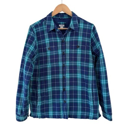 LLBean Plaid Flannel Shirt Jacket Primaloft Lined Plaid Shacket Size Small Women