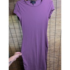 Lulus Purple Short Sleeve Bodycon Midi Dress Side Slit Small Made in USA