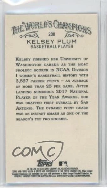2018 Topps Allen & Ginter's X Mini Kelsey Plum #208 - Image 2 of 2