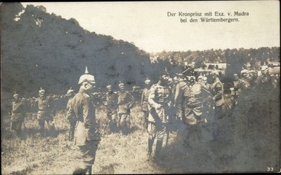 Postcard Crown Prince Wilhelm of Prussia with General von Mudra in the... - 10403407