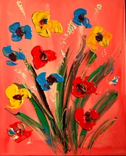 M.Kazav FLORAL   MODERN PAINTING   CANVAS ORIGINAL OIL N/R DD1DD2D