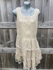 Oasis Silk Type Net Overlay 12 Tiered Hem Dress With Lace/embroidered Detail🥰