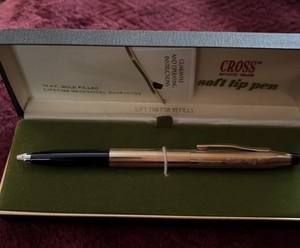 Cross Soft Tip Pen 12K Gold Filled Inscribed With”Champion Spark Plugs” Complete