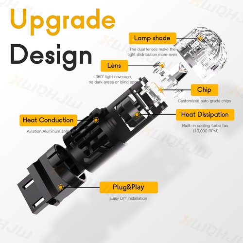 XWQHJW 3157 LED Switchback Turn Signal Amber + Parking/DRL Light Bulbs Clear 2x - Picture 4 of 8