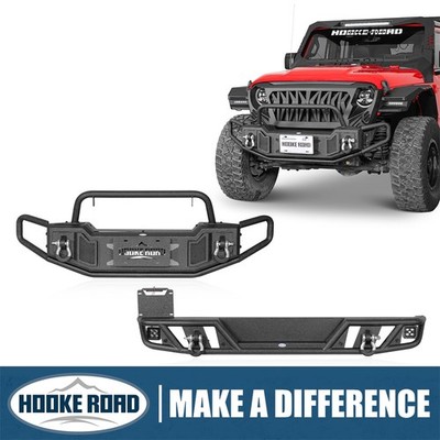 Hooke Road Tubular Front Rear Bumper Rear Bumper Fit 2018-2026 Jeep Wrangler JL