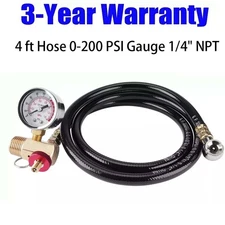 Air Tank Assembly Kit 4 ft Hose 0-200 PSI Gauge 1/4" NPT Tire Chuck
