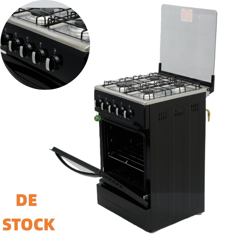 Gasline Gas Standherd Gasbackofen Thermostat LPG mit 4 flammig 60L Backofen DE
