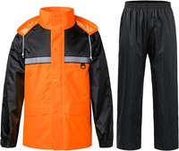 Herren-Regenanzug Komplettset Aus Hose Und Jacke Orange L