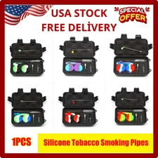 1PCS Random Color Silicone Tobacco Smoking Pipe with Lid Storage Box Hand Pipe