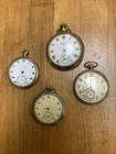 Lot (4) Antique Pocket Watches parts/repair Waltham Elgin South Bend Endura
