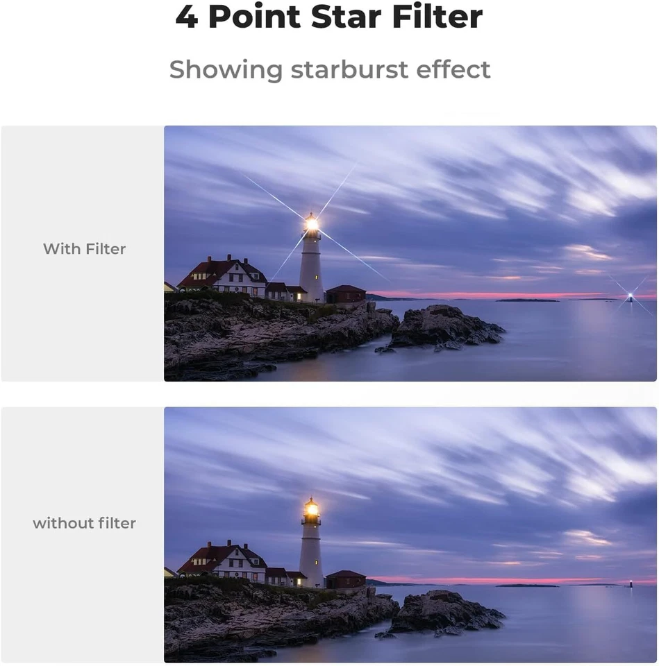K&F Concept Star Filters 3 pcs Set 4+6+8 Points Cross Screen Starburst Filter - Image 3 of 4