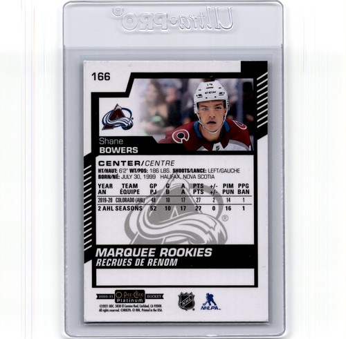 Novato Shane Bowers 2020-21 O-Pee-Chee platino - Imagen 2 de 2