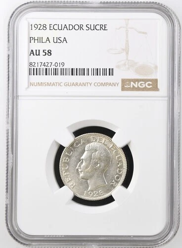 ECUADOR  1 SUCRE  1928  KM # 72  NGC AU 58.
