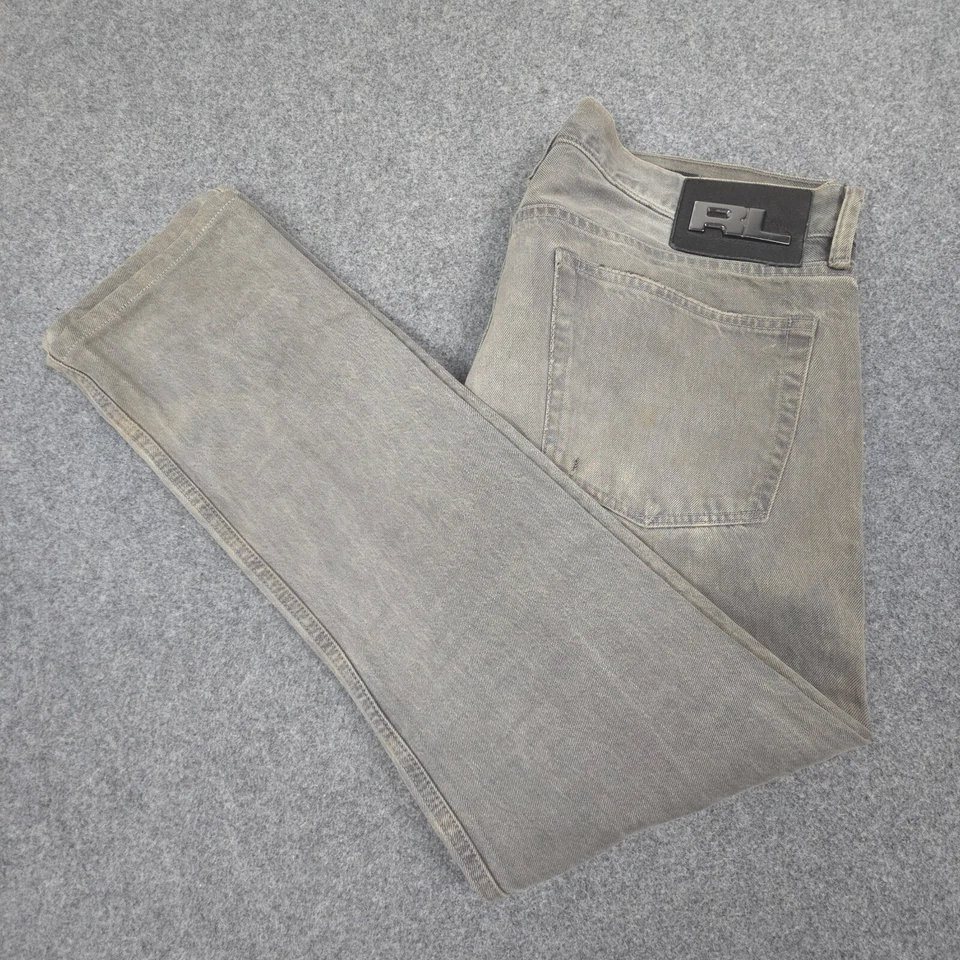 Ralph Lauren Jeans Hombre 36 Gris Denim Etiqueta Negra Botón Recto Mosca Talla 36x29 Foto 3 de 4