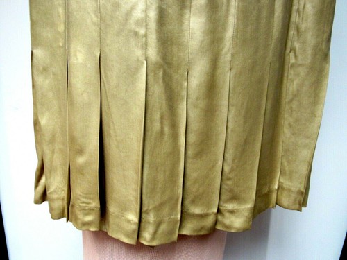 THEORY geformter Taille Faltenrock A-Linie Champagner Gold Kerzenlicht 8 M EUC - Bild 2 von 8