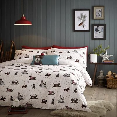 Sledging Dogs, Brushed Cotton Duvet cover Set, by Fat Face, 100% Cotton