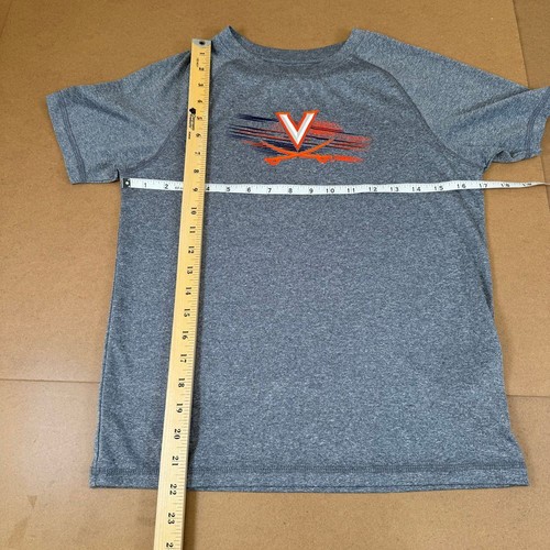 UVA Virginia Cavaliers Kids Athletic T-Shirt Gray Orange Logo Sports Fan L - Picture 4 of 7