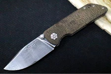 Boker M4 Sherman - Chad Nichols Leopard Damascus Blade / Burlap Micarta Handle S