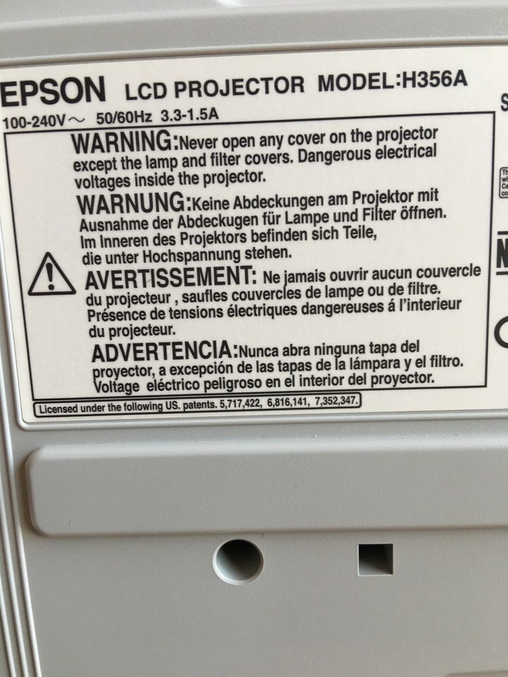 Epson Powerlite 825+ H356A Projector Not Tested No Lamp eBay