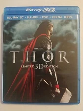 Thor (3D Blu-ray + Blu-ray + DVD, 2011, 3-Disc Set)