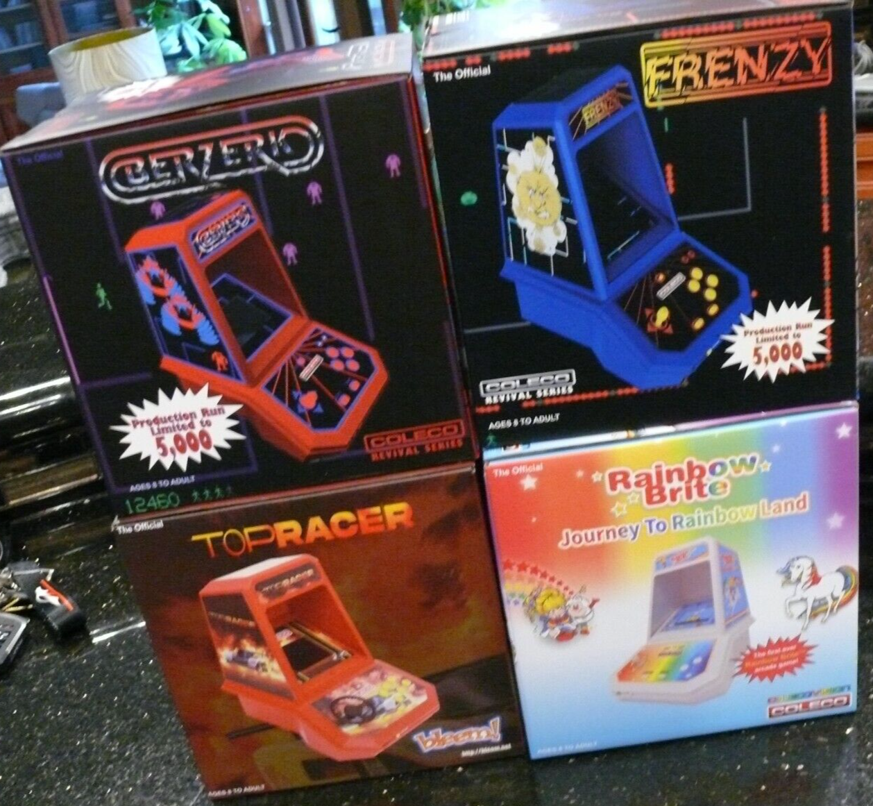 4X Coleco ARCADE Tabletop video game machine BERZERK FRENZY TOP RACER ...