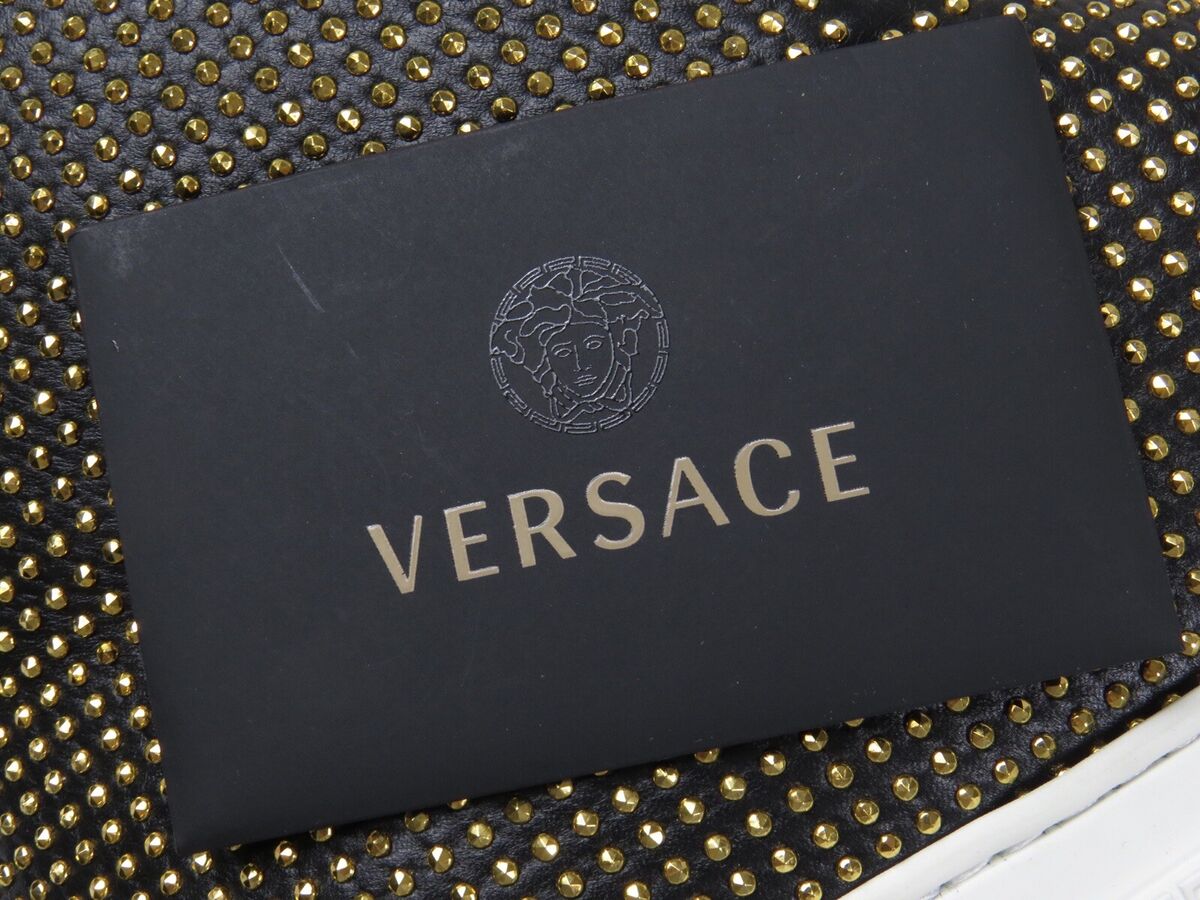 NEW 47 VERSACE sneaker black gold leather stud Medusa NEW 47 VERSACE sneaker black gold leather stud Medusa