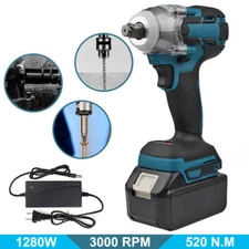 Cordless Electric Impact Wrench Gun 1/2'' High Power Driver w/ Li-ion Battery