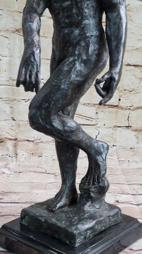 Clásico Rodin Adam Bronce Elegante Desnudo Figura Masculina Estatua Escultura Venta - Imagen 9 de 10