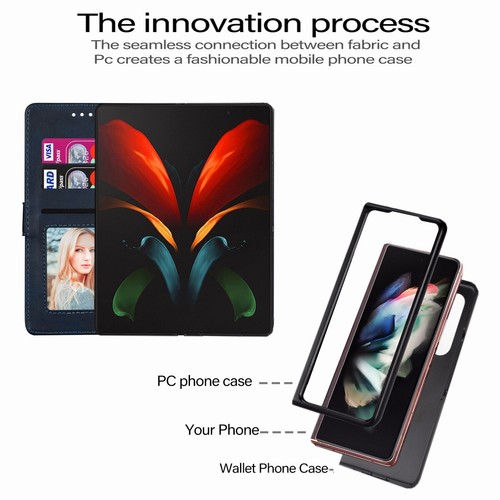 For Samsung Galaxy Z Fold4/3 5G KickStand Zipper Wallet Leather Phone Case Cover - Picture 7 of 17