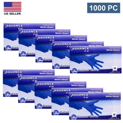 BLUE NITRILE EXAM GLOVES, CASE OF 1000, 4 MIL THICK, POWDER-FREE, (S,M,L,XL)