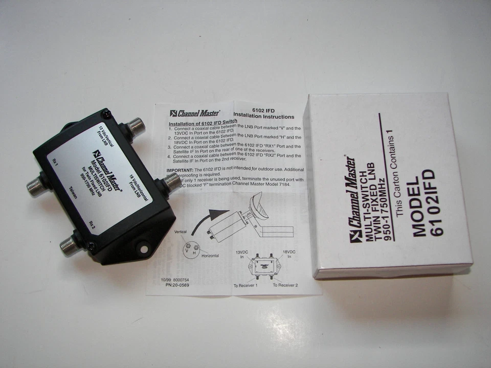 TWIN FIXED LNB SATELLITE TV COAX MULTISWITCH 6102IFD 950-1750MHz -CHANNEL MASTER - Image 2 of 4