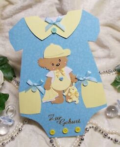 Gluckwunschkarte Xl Karte Zur Geburt Baby Body Hellblau Gelb Neuheit Ebay