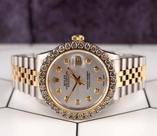 Rolex Men's Datejust 36mm YG & Steel ICED 2.25ct Diamonds Silver Dial Watch 2