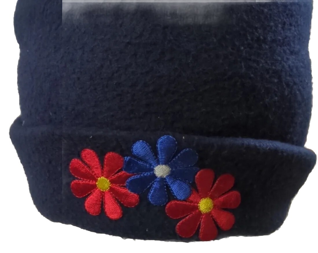 Floral Grey Skull Cap Beanie Hat with Flowers  -image