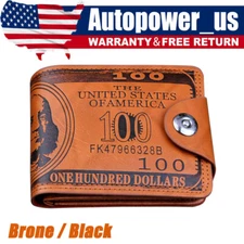 Men's Novelty US 100 Dollar Wallet PU Leather Bill Money Billfold Card Holder