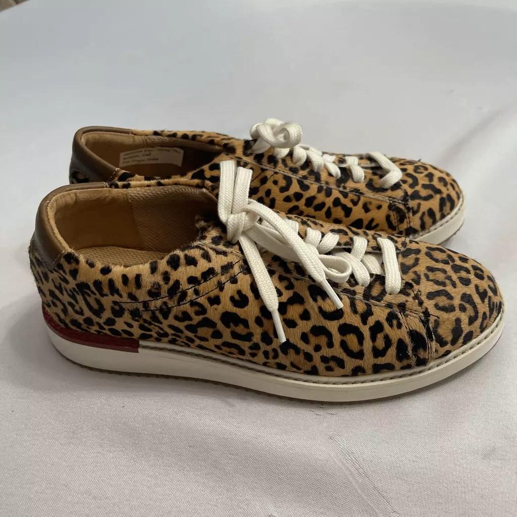 Hush Puppies Bounce Plus Leopard Calf Hair Sneakers Shoes Size 9.5 9 1 2 Wide