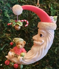 Enesco Cherished Teddies 118373 Bear Sitting Moon Christmas Ornament 2004