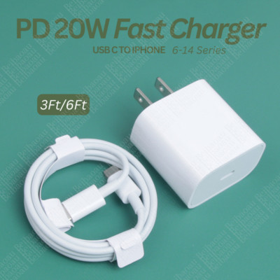 For iPhone 14/13/12/11 Type C 20W PD Fast Charger Wall Adapter with USB-C Cable