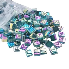 Mosaic Tiles Square Iridescent Crystal Mosaic Glass Tile for Crafts Mosaic P