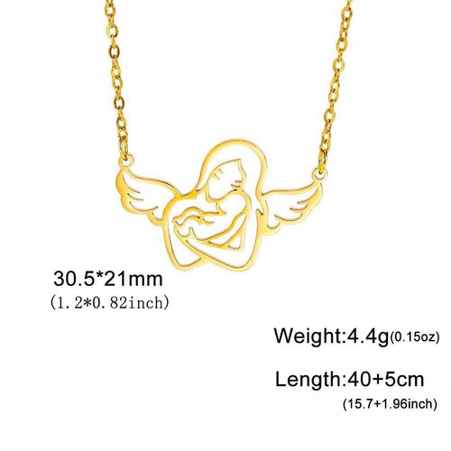Angel Mom Hugging Kid Necklaces Stainless Steel Jewelry Mother's Day Gift - Picture 6 of 17