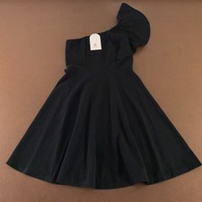 BeryLove Women's Size Small Black Ruffled One Shoulder A Line Party Dress NWT