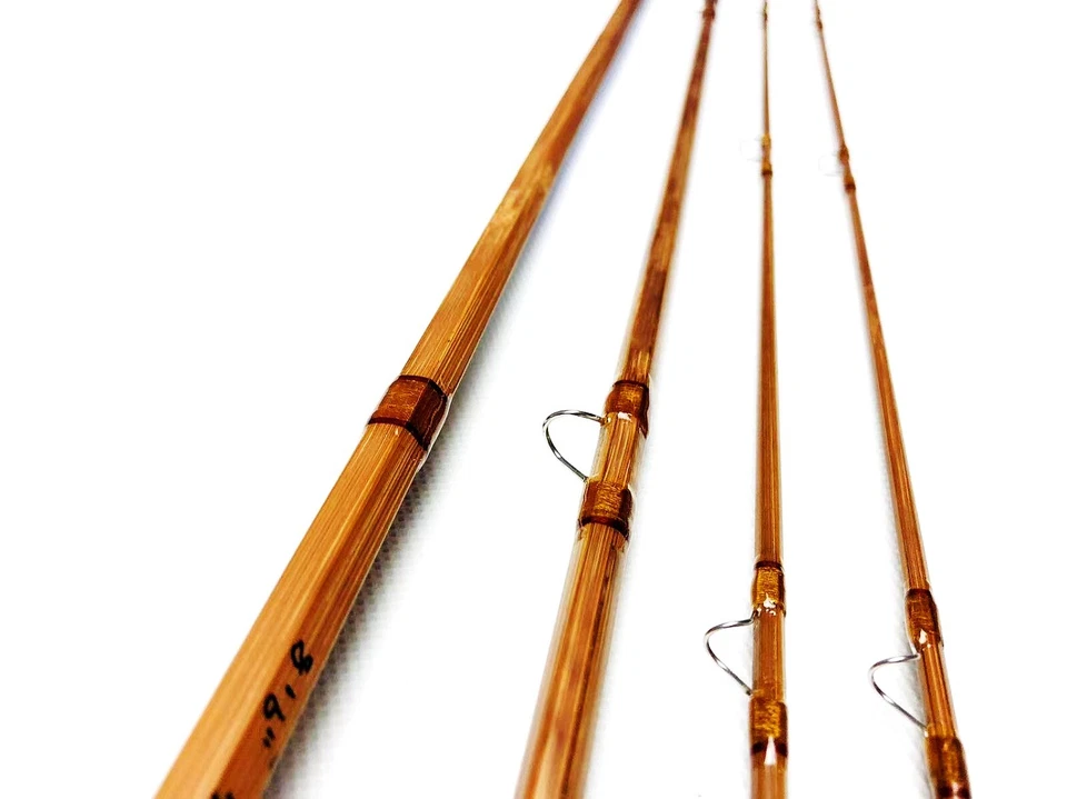 Cañas de pescar clásicas de bambú hechas a mano de 8'6" ~ 7 wt / 3 ~ sección / vintage Foto 4 de 4