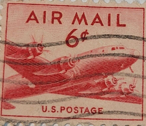 United States Postage ~ AIR MAIL ~ Red 6₵ Cent Stamp ~ Cancelled/Posted ~ I63 - Picture 4 of 6