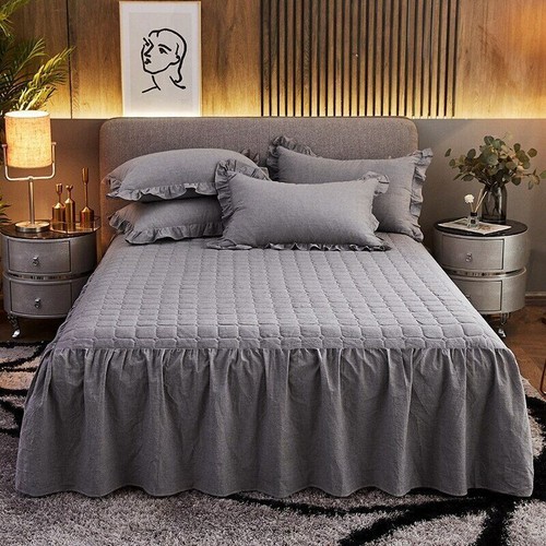 Thicken Quilted Princess Bed Skirt Pillowcases Bedspread Mattress Cover 1/3pcs - Picture 21 of 33
