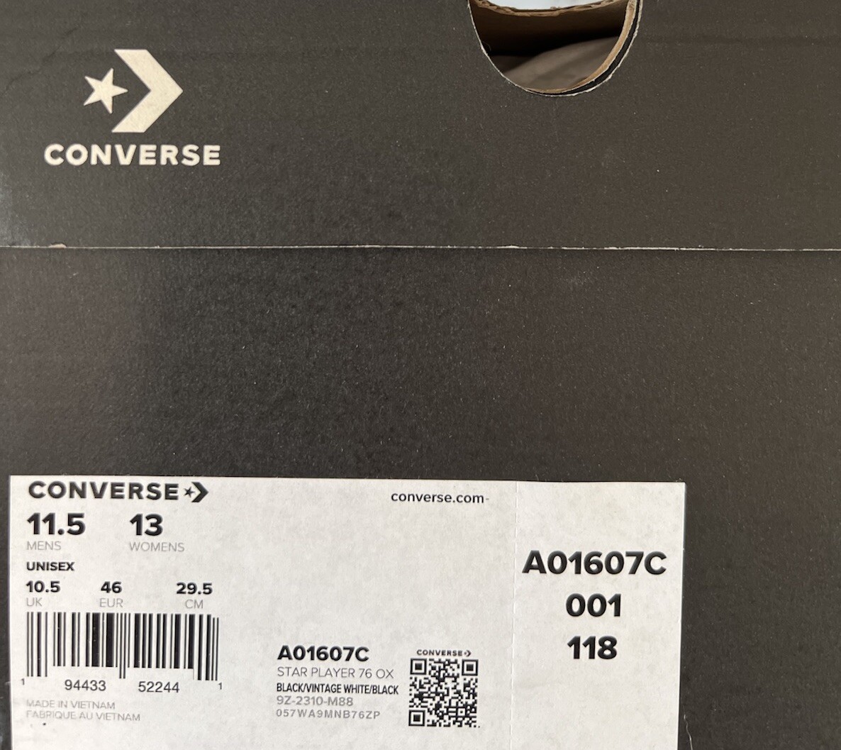 CONVERSE Star Player 76 LOW TOP Vintage Black / White (A01607C
